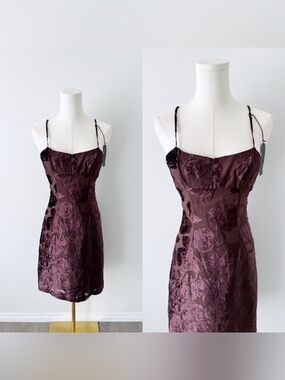 Anna Sui brown burnout floral midi dress